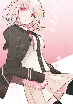 粉紅髮動漫女孩臉紅穿校服在粉紅背景前 — 煉獄杏壽郎 壁紙