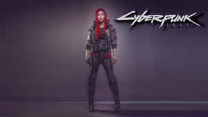 Cyberpunk 2077 紅髮女性角色在黑暗的攝影棚中手持手槍。 — 飛天小女警 壁紙