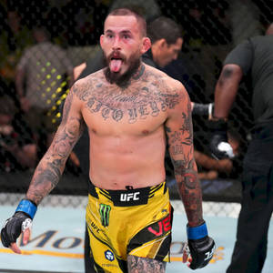 紋身的UFC拳手在八角籠內慶祝勝利。 — 終極格鬥冠軍賽 壁紙