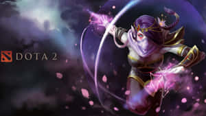 Dota 2 英雄在風暴天空中與櫻花一起施放紫色魔法。 — 盾之勇者 壁紙