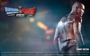 摔角手 Randy Orton 在電子遊戲宣傳圖片中，帶有發光的燈光。 — 摔角 壁紙