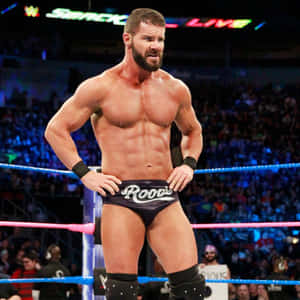 摔角手 Roode 在 WWE 現場活動期間站在擂台上，背景有觀眾。 — 運動 壁紙