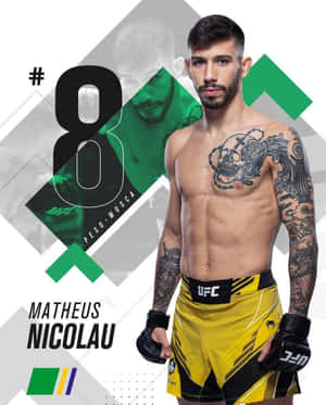 UFC拳手Matheus Nicolau身穿黃色短褲和手套，帶有刺青 — 極限運動 壁紙