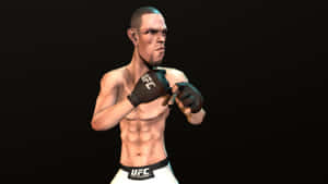 一位UFC拳手擺出戰鬥姿勢，戴著黑色手套和白色短褲。 — 終極格鬥冠軍賽 壁紙
