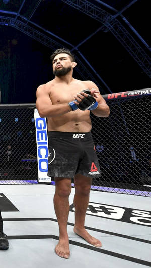 UFC拳手在八角籠內調整手套。 — 終極格鬥冠軍賽 壁紙