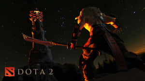 身穿發光盔甲的奇幻戰士在星空夜空下手持彎曲刀刃。 — 電玩遊戲 GIF 壁紙