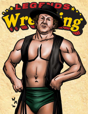 摔角手穿著綠色短褲和黑色背心，在 'Legends Wrestling' 橫幅下。 — 運動 壁紙
