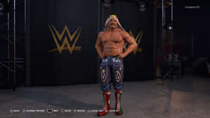 穿著WWE裝備的摔角手在舞台燈光下於後台擺姿勢。 — WWE GIF 壁紙