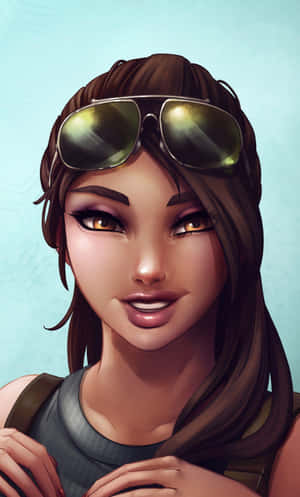 動漫女性，棕色頭髮，戴著飛行員太陽眼鏡，溫暖地微笑。 — 酷炫遊戲 壁紙