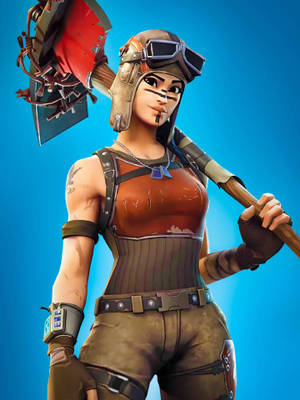 穿著蒸氣龐克服裝的女性Fortnite角色手持戰斧。 — 要塞英雄 大逃殺 壁紙