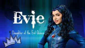 Evie Daughter of the Evil Queen 身穿藍色皮夾克，配有皇冠圖案 — 迪士尼反派 壁紙