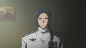動畫角色身穿軍裝，編著辮子，身處昏暗房間。 — 寶可夢 剑 盾 壁紙