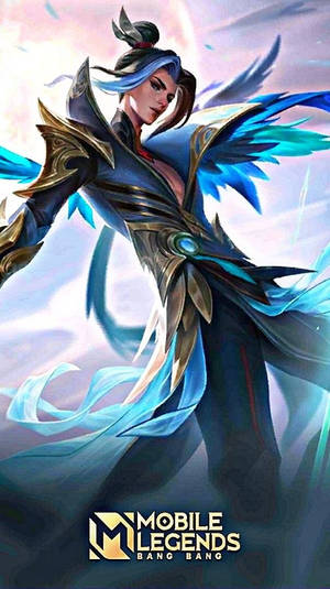 擁有藍色翅膀和盔甲的動漫遊戲角色站在風中。 — 遊戲 壁紙