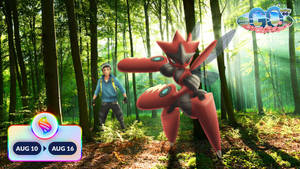 來自 Pokémon GO 的陽光森林場景中的訓練家和寶可夢。 — 電玩遊戲 GIF 壁紙