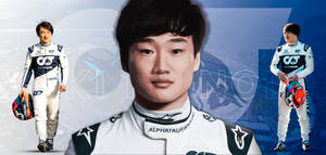 身穿AlphaTauri制服的F1車手持頭盔 — 桌面 壁紙