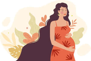 孕婦在秋葉環繞中抱著肚子。 — 懷孕 壁紙