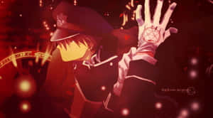 身穿制服的動漫角色，手上帶有發光五角星施展魔法。 — 野馬GIF 壁紙