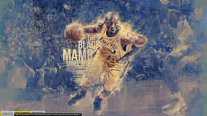 身穿湖人球衣的籃球運動員運球，帶有「The Black Mamba Shall Rise」文字。 — 科比· Bryant 壁紙