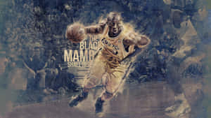 身穿湖人隊服的籃球運動員運球，帶有'The Black Mamba Shall Rise'文字疊加。 — 科比· Bryant 壁紙