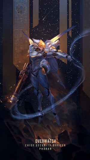 《鬥陣特攻》角色法拉在太空中發射武器，留下發光軌跡。 — 鬥陣特攻 壁紙