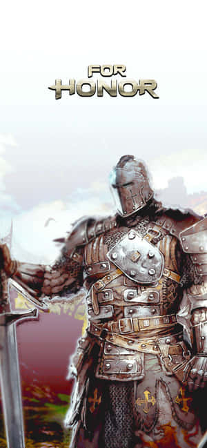 一位全副盔甲的騎士手持劍，上方有「For Honor」標題。 — Galaxy S25 Ultra 壁紙