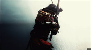 身穿盔甲的武士在明亮天空下持刀。 — 混沌武士 壁紙