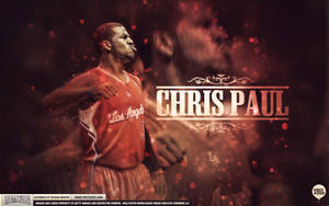 籃球運動員Chris Paul身穿紅色球衣，背景火紅並帶有發光粒子。 — 克里斯·保羅 壁紙