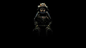 黑色背景上身穿精細鎧甲的武士戰士 — 混沌武士 壁紙