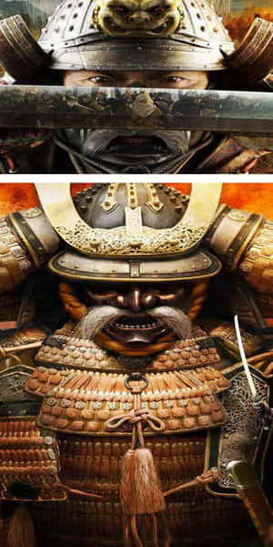 身穿精細鎧甲、手持利劍的武士特寫。 — 電玩遊戲 GIF 壁紙