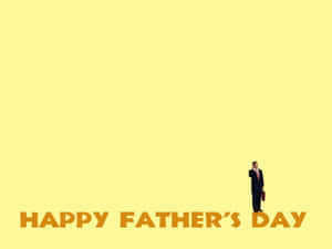 一位身穿西裝的商人獨自站在黃色背景上，有「Happy Father's Day」文字。 — 父親節 壁紙