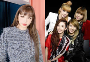 K-pop獨唱藝人與女團在攝影棚中以大膽時尚和自信笑容擺姿勢。 — 2NE1 壁紙