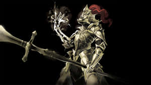 一位紅髮銀甲騎士在持劍時引導發光的魔法。 — 黑暗騎士 壁紙