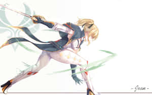 金髮動漫女孩以戰鬥姿勢揮舞發光的劍。 — Steam Deck OLED 壁紙