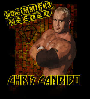 肌肉發達的摔角手 Chris Candido 在磚牆前擺姿勢，搭配粗體黃色文字。 — 小米 Mix Fold 4 壁紙