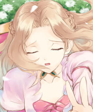 金髮動漫女孩在白色花田中安然入睡。 — 瑪琳·黛德麗 壁紙
