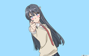 灰髮藍眼的動漫女孩穿著校服指向觀眾。 — 中性風格的動畫女孩 壁紙