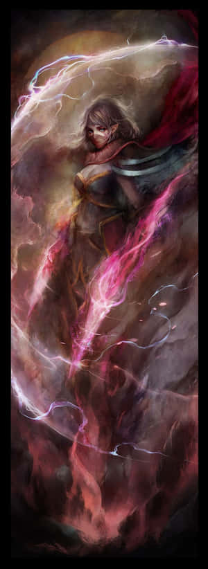 在暴風雨天空中揮舞電魔法的奇幻戰士。 — 間諜忍者 壁紙
