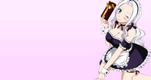 穿著黑白服裝的動漫女僕微笑著拿著禮物盒。 — 仙女美學 壁紙