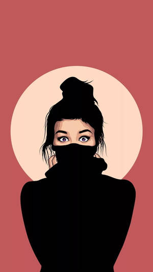 紫色眼睛的女性戴著黑色面罩，背景為粉紅色。 — 烏龜 壁紙