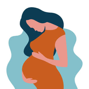 孕婦在平靜的抽象插圖中抱著肚子。 — 懷孕 壁紙