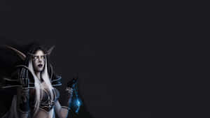 擁有發光藍色魔法和白髮的奇幻精靈女性，身穿深色服裝。 — 黑色桌面 壁紙
