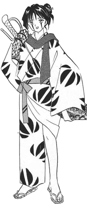穿著和服的動畫女孩拿著劍 — 瓦赫古魯 壁紙