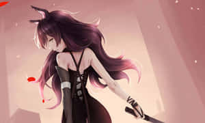 動漫女孩戴貓耳在粉紅光中持劍 — Rwby 壁紙