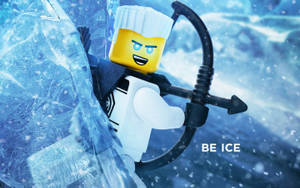 LEGO 人偶戴著冰帽和弓箭從冰塊中出現，雪景 — 樂高旋風忍者 壁紙