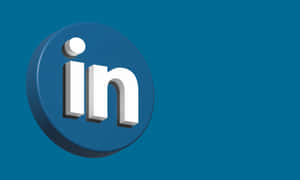 白色LinkedIn標誌在藍色圓形按鈕上，背景為青色。 — 領英 壁紙