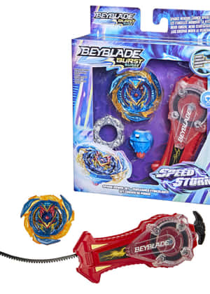 Beyblade Burst Surge Speed Storm玩具套裝，附有旋轉陀螺和發射器。 — iPad Air 壁紙