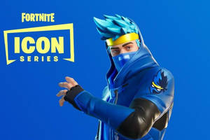 Fortnite Icon Series角色，身穿藍色忍者服裝，頭髮尖刺。 — 酷炫的《要塞英雄》 壁紙