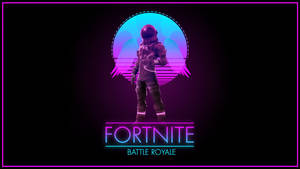 Fortnite太空人與霓虹月亮和發光文字