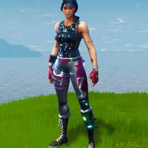 Fortnite角色穿著色彩繽紛的服裝站在海邊草地上 — 酷炫的《要塞英雄》 壁紙