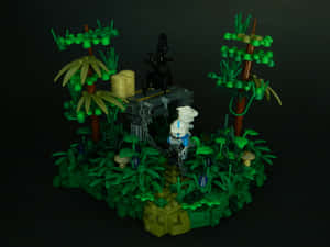 LEGO叢林場景，有一個被鎖鏈鎖住的風暴兵和棕櫚樹。 — 樂高旋風忍者 壁紙